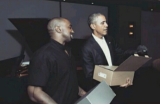 Kanye West and Obama check out Yeezy sneakers - gidibase