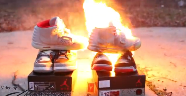 Burning-Fake-Air-Jordans-and-Nike-Yeezy-2