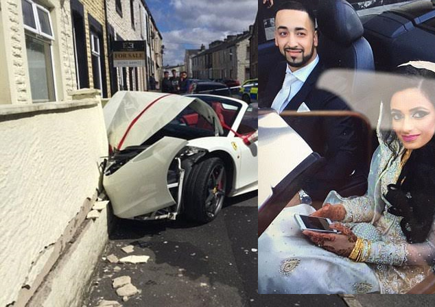 Bridegroom crashes rented £240,000 Ferrari into wall on his wedding day - GIDIBASE