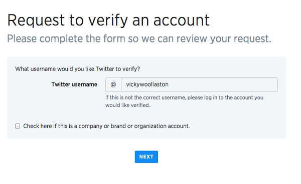 twitter verification page