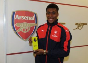LONDON, ENGLAND - SEPTEMBER 24: Man Of The Match Arsenal's Alex Iwobi after the Premier League match between Arsenal and Chelsea at Emirates Stadium on September 24, 2016 in London, England. (Photo by Stuart MacFarlane/Arsenal FC via Getty Images)